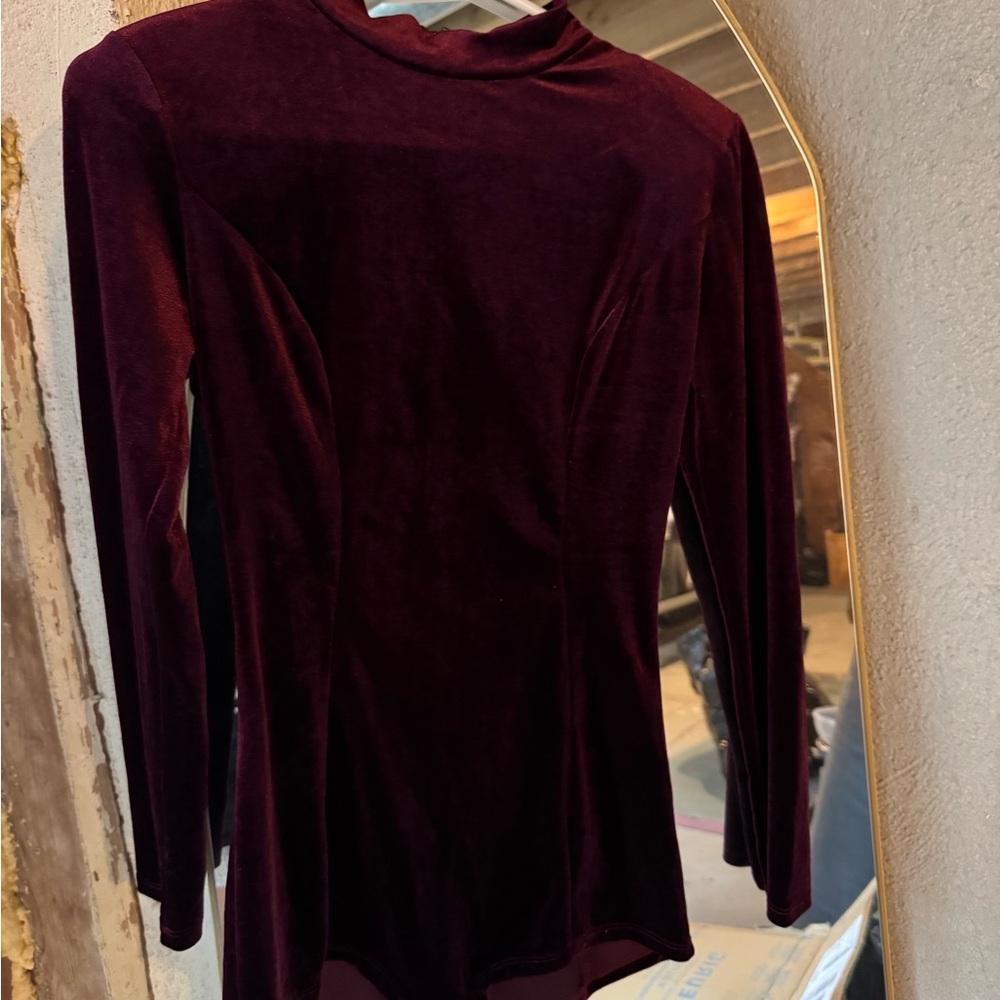 Forever 21 Deep Maroon Velvet Bodysuit
